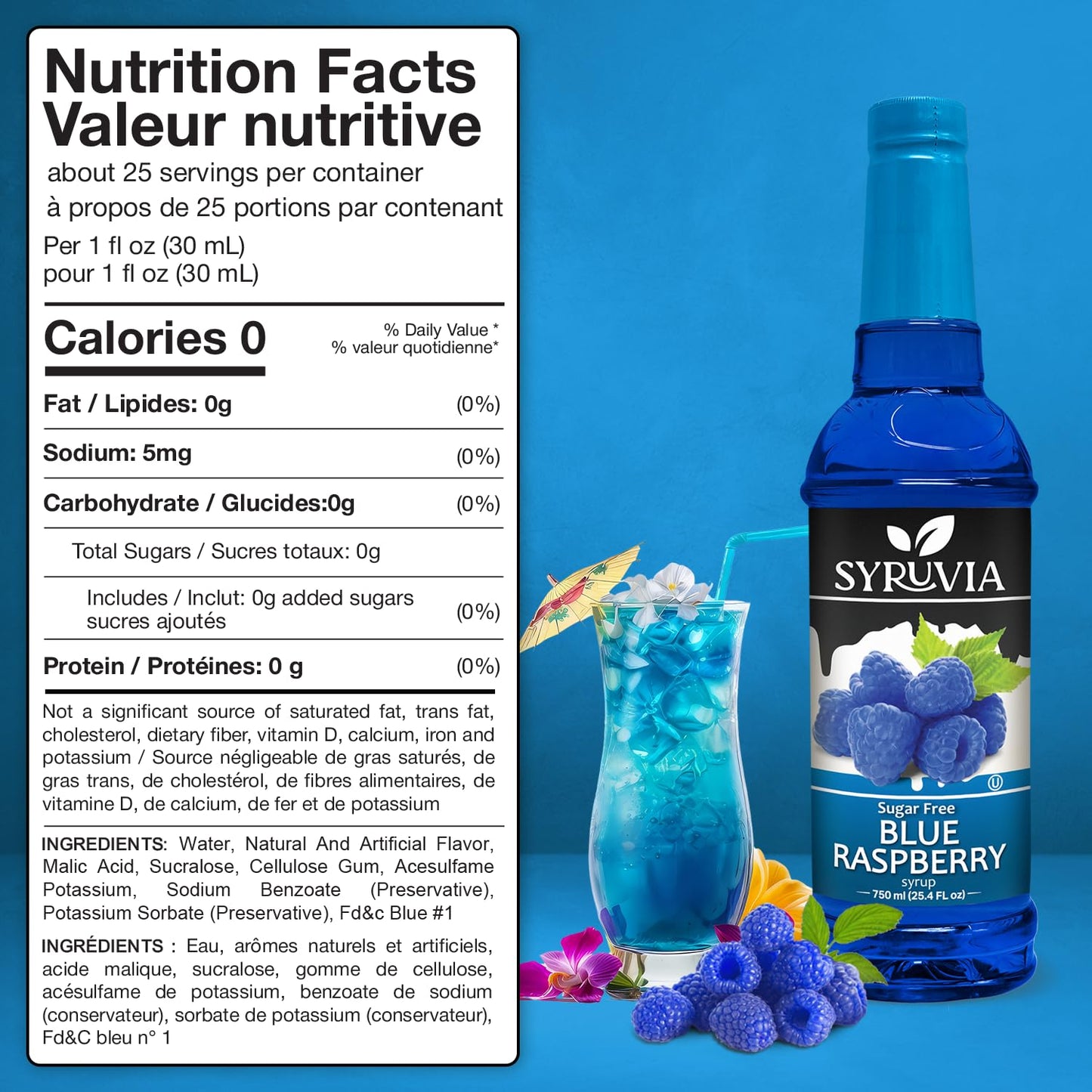 Nutrition Facts sugar free blue raspberry syrup