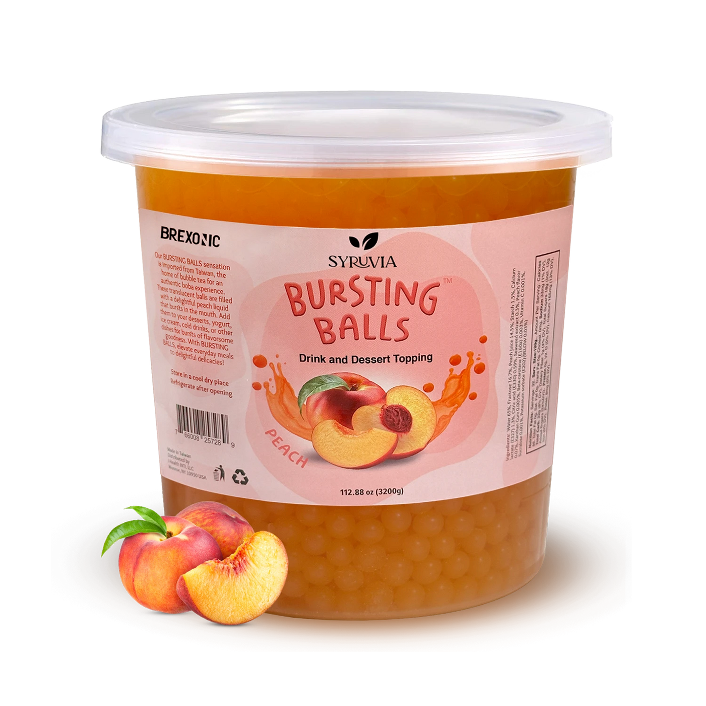 7 LB Peach Flavored Boba Balls for a Bursting and Popping Boba Experience ( 1 case 4x 7lb)