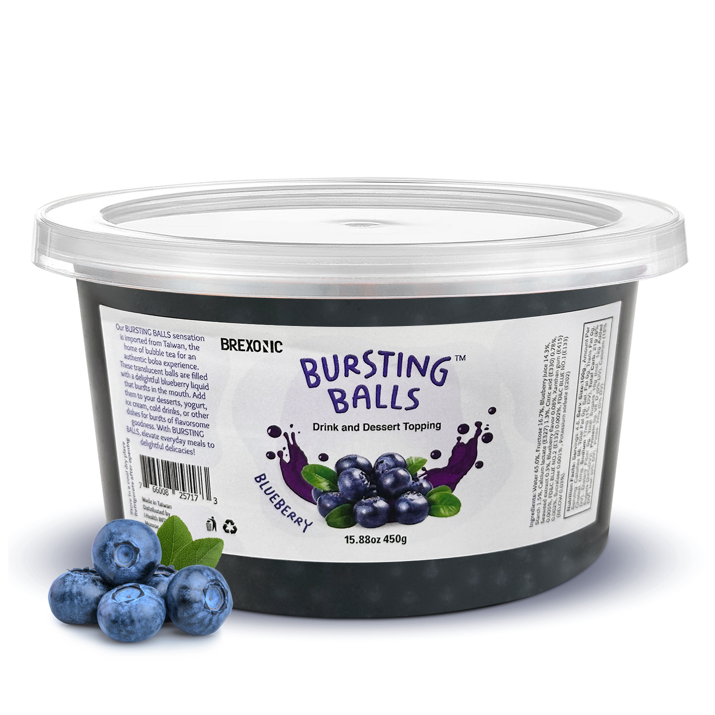 1 LB Blueberry Flavored Boba Balls for a Bursting and Popping Boba Experience