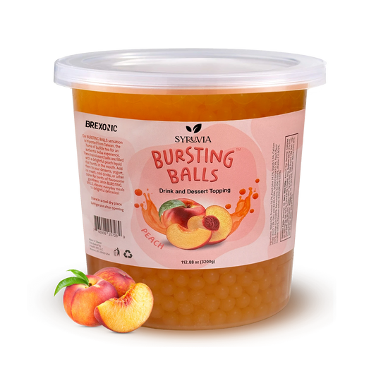 7 LB Peach Flavored Boba Balls for a Bursting and Popping Boba Experience ( 1 case 4x 7lb)
