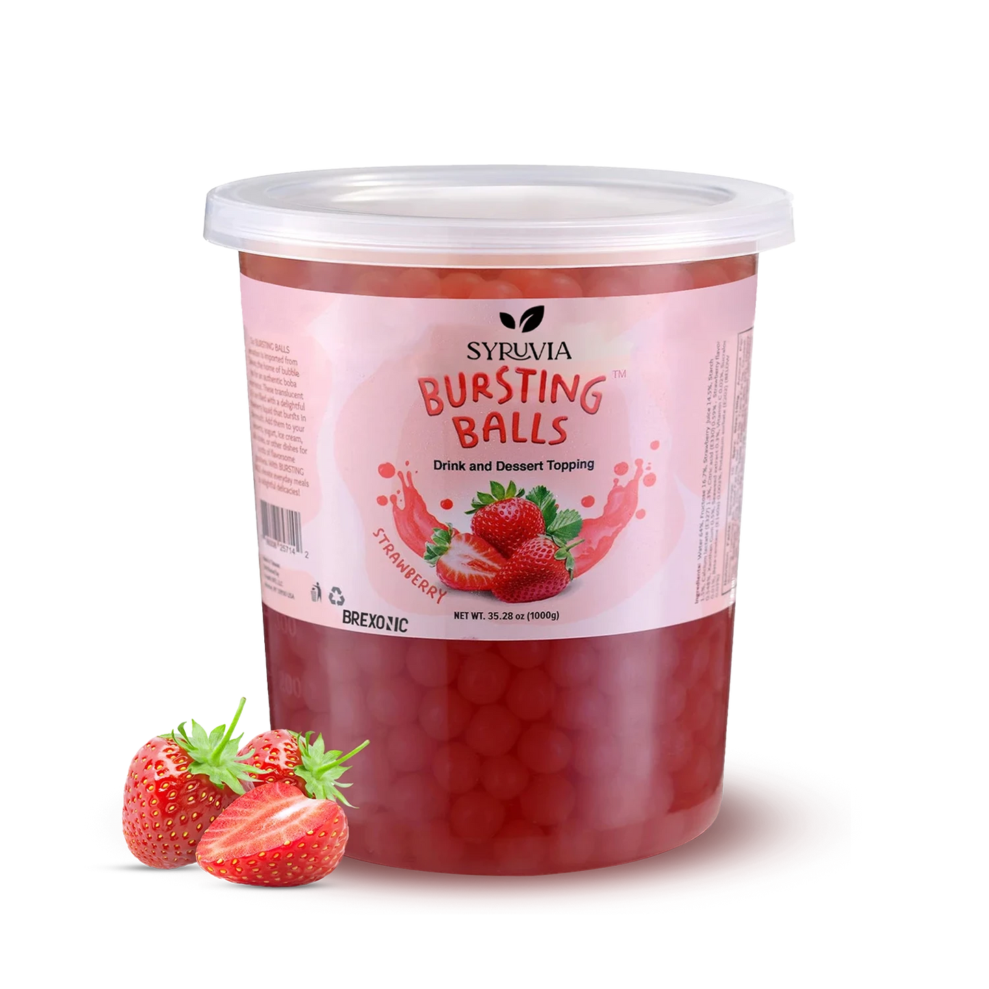 2 LB Strawberry Flavored Boba Balls for a Bursting and Popping Boba Experience ( 1 case 12x 2lb)