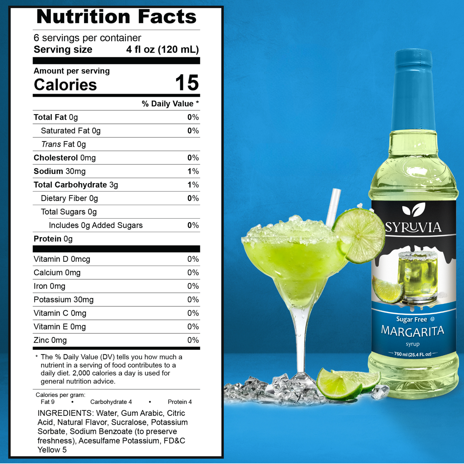 Syruvia Sugar-Free Margarita Syrup Nutrition Facts