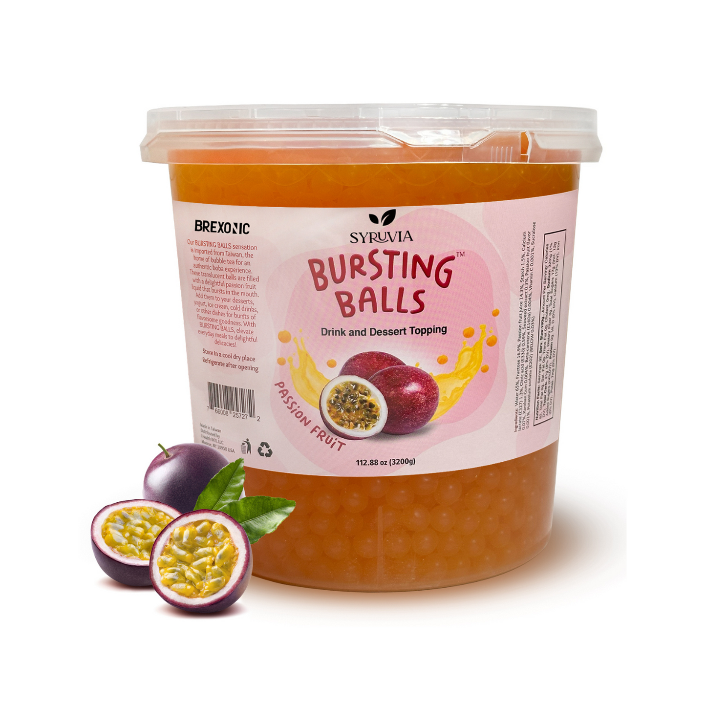 7 LB Passion Fruit Flavored Boba Balls for a Bursting and Popping Boba Experience ( 1 case 4x 7lb)