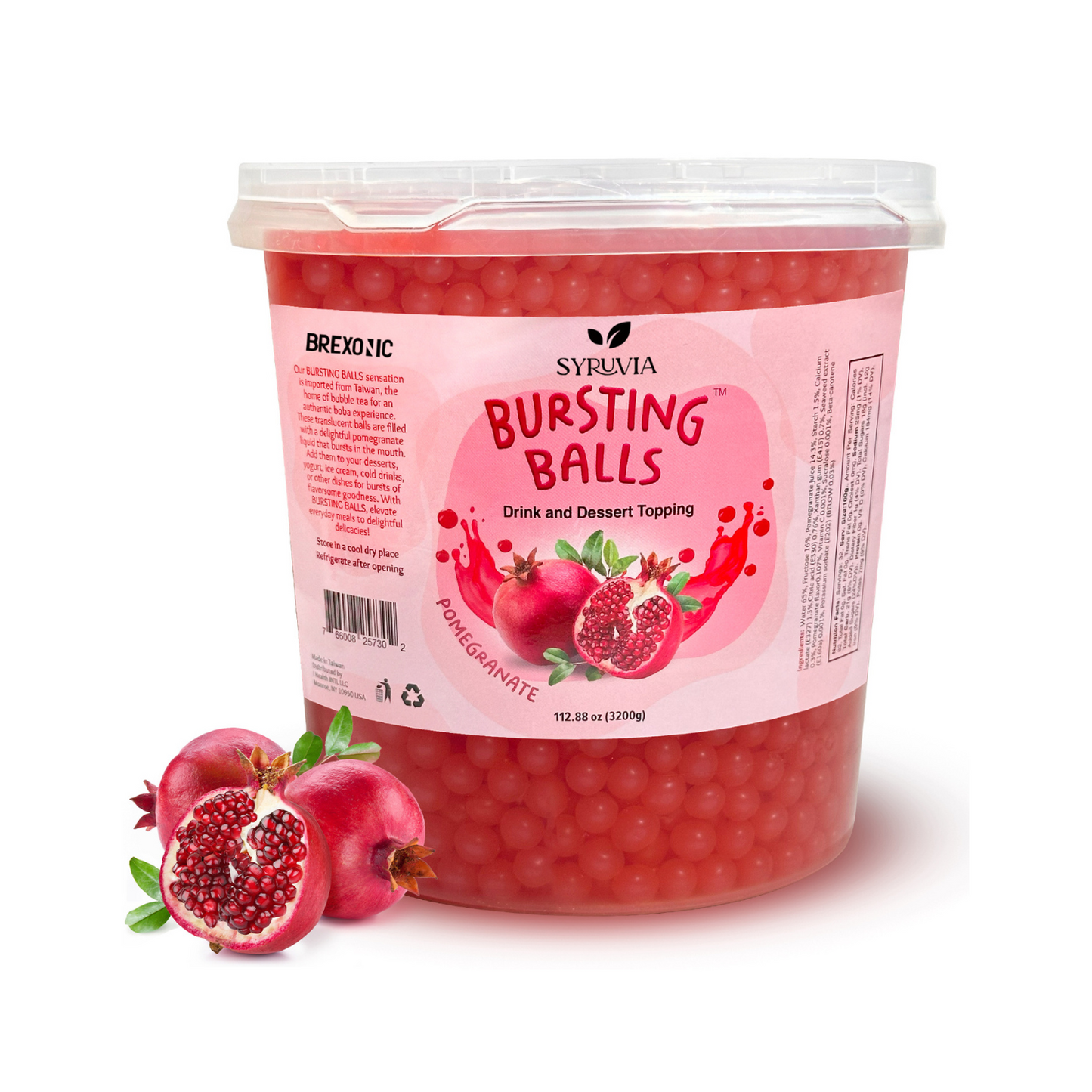 7 LB Pomegranate Flavored Boba Balls for a Bursting and Popping Boba Experience ( 1 case 4x 7lb)