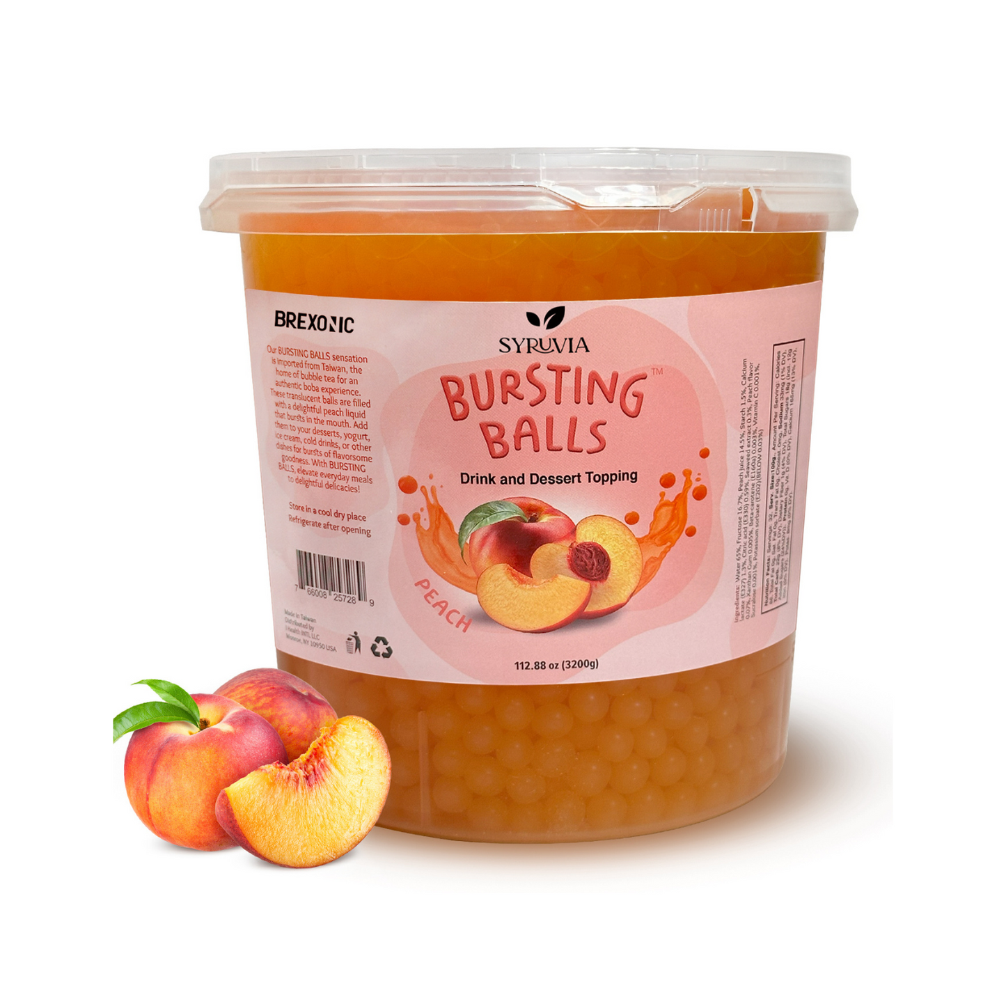 7 LB Peach Flavored Boba Balls for a Bursting and Popping Boba Experience ( 1 case 4x 7lb)