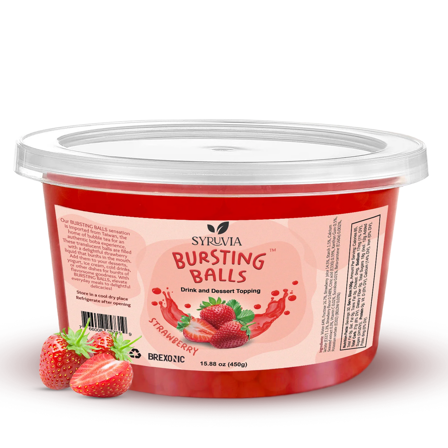 1 LB Strawberry Flavored Boba Balls for a Bursting and Popping Boba Experience