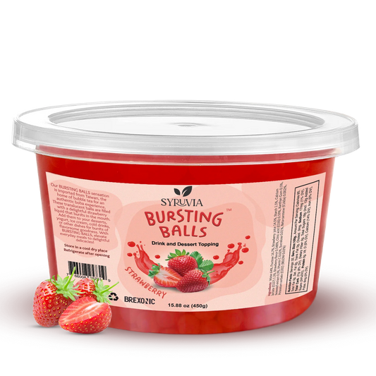 1 LB Strawberry Flavored Boba Balls for a Bursting and Popping Boba Experience